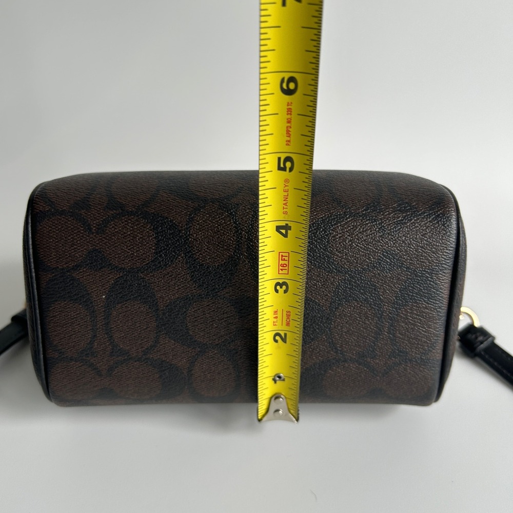 Coach Rowan Satchel Brown Black Signature Canvas Leather Bag Excellent - Picture 8 of 8